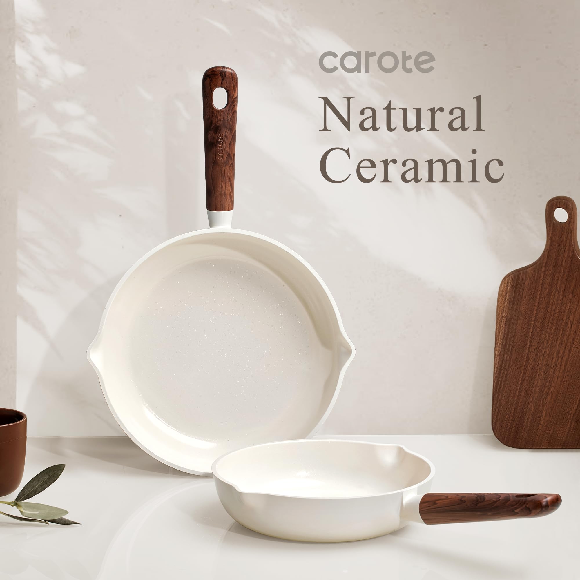 CAROTE easy-clean surface resists sticking for quick cleanup after cooking.