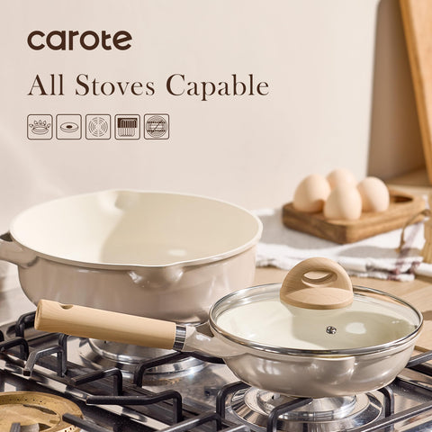 CAROTE easy-clean surface after quick wipe on frying pan