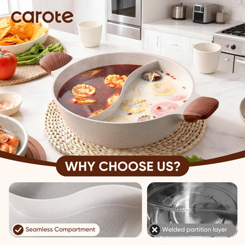 CAROTE easy clean nonstick surface reduces scrubbing and water usage