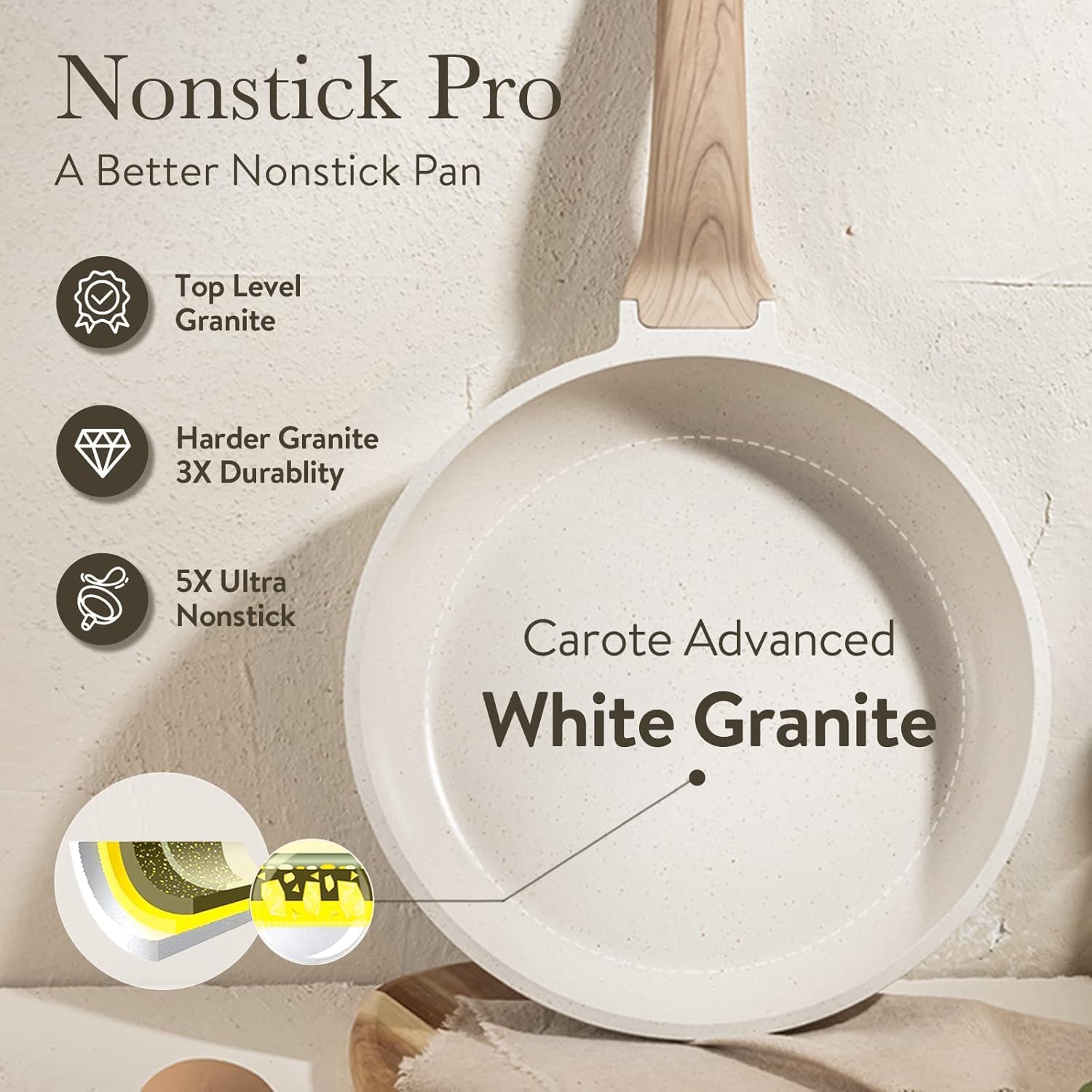 CAROTE eco-friendly granite coating reduces sticking and cleanup time
