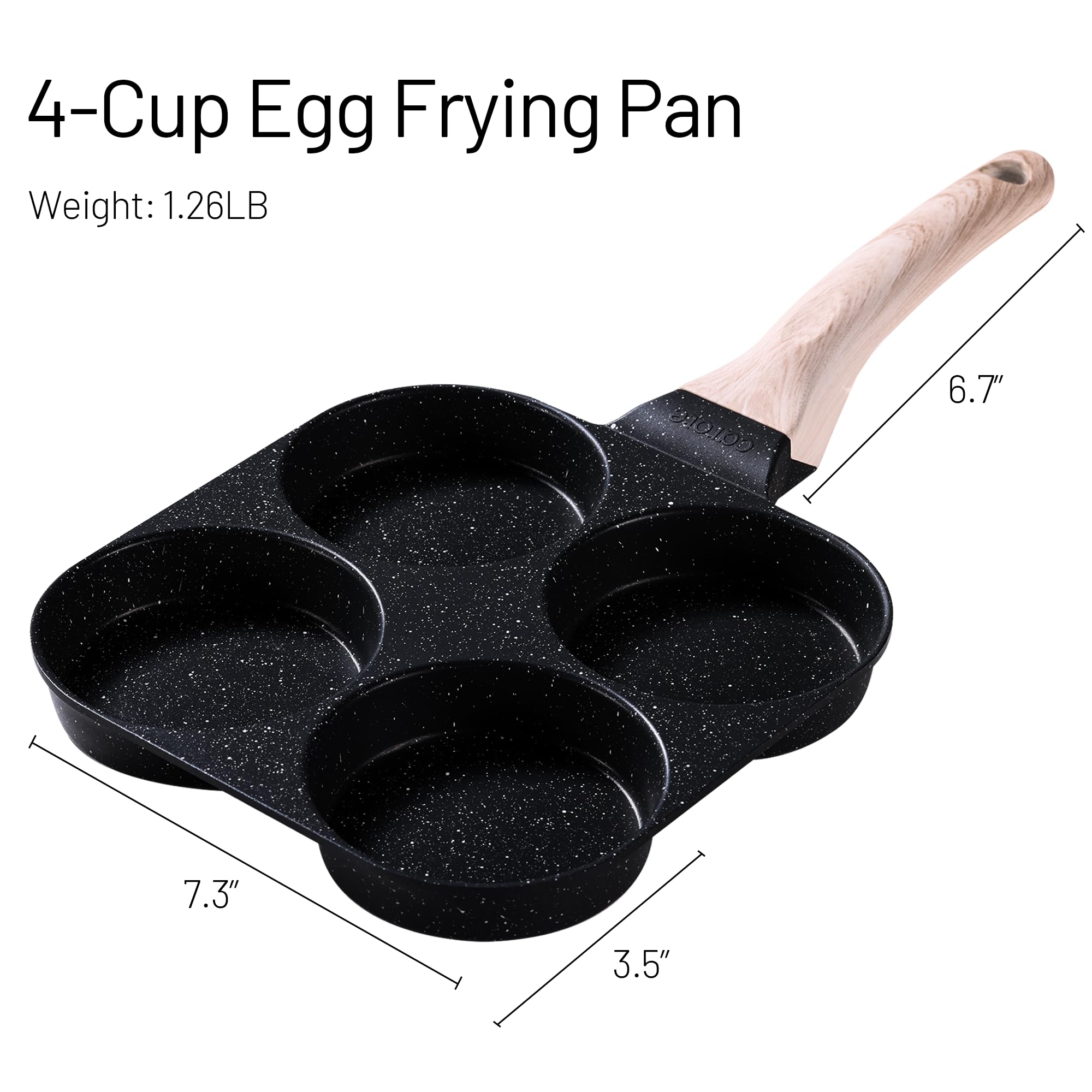CAROTE egg pan rivetless interior for easy cleaning.