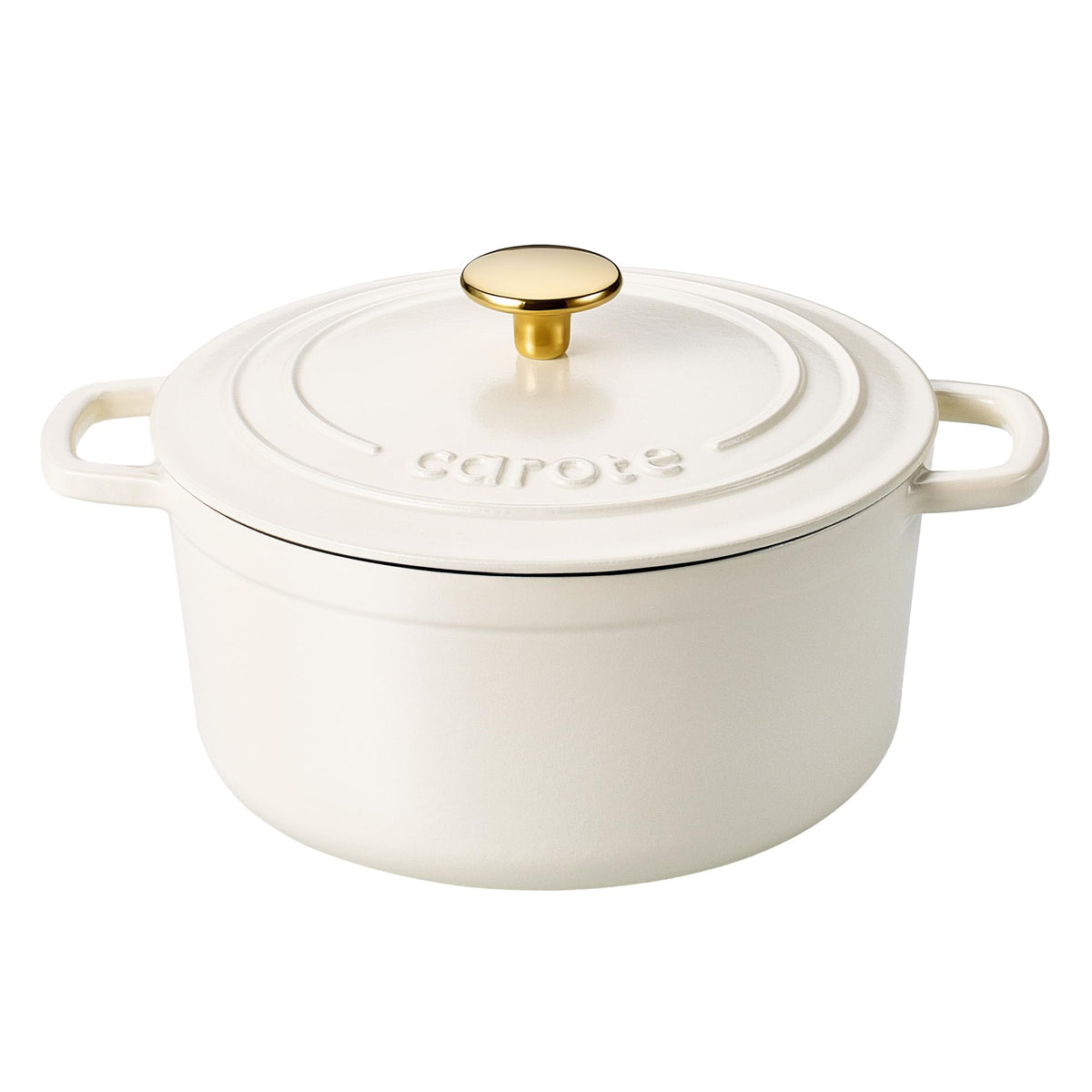 CAROTE enameled cast iron Dutch oven 4qt in cream white for even browning