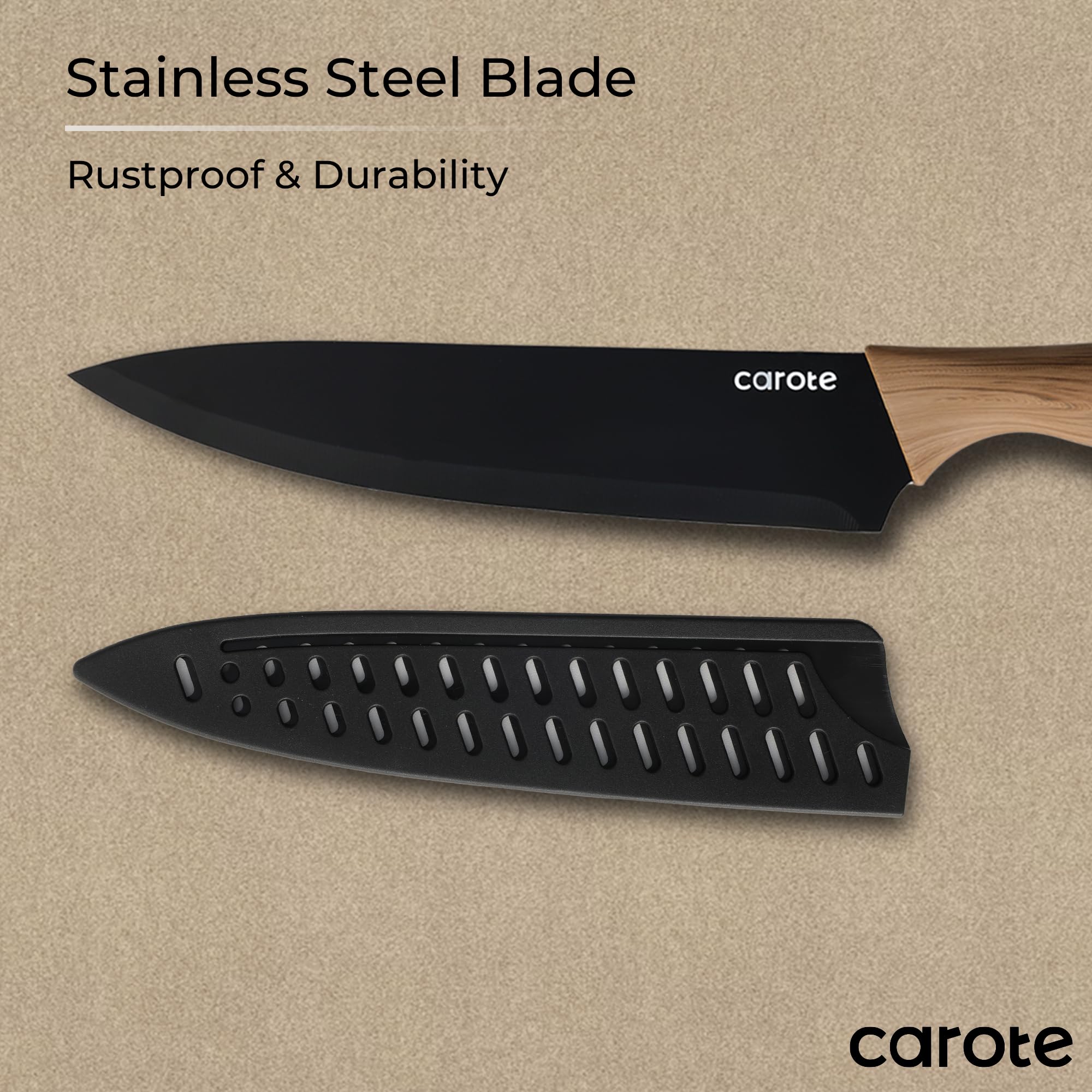 CAROTE ergonomic non-slip handle offers comfortable control, even when hands are wet.