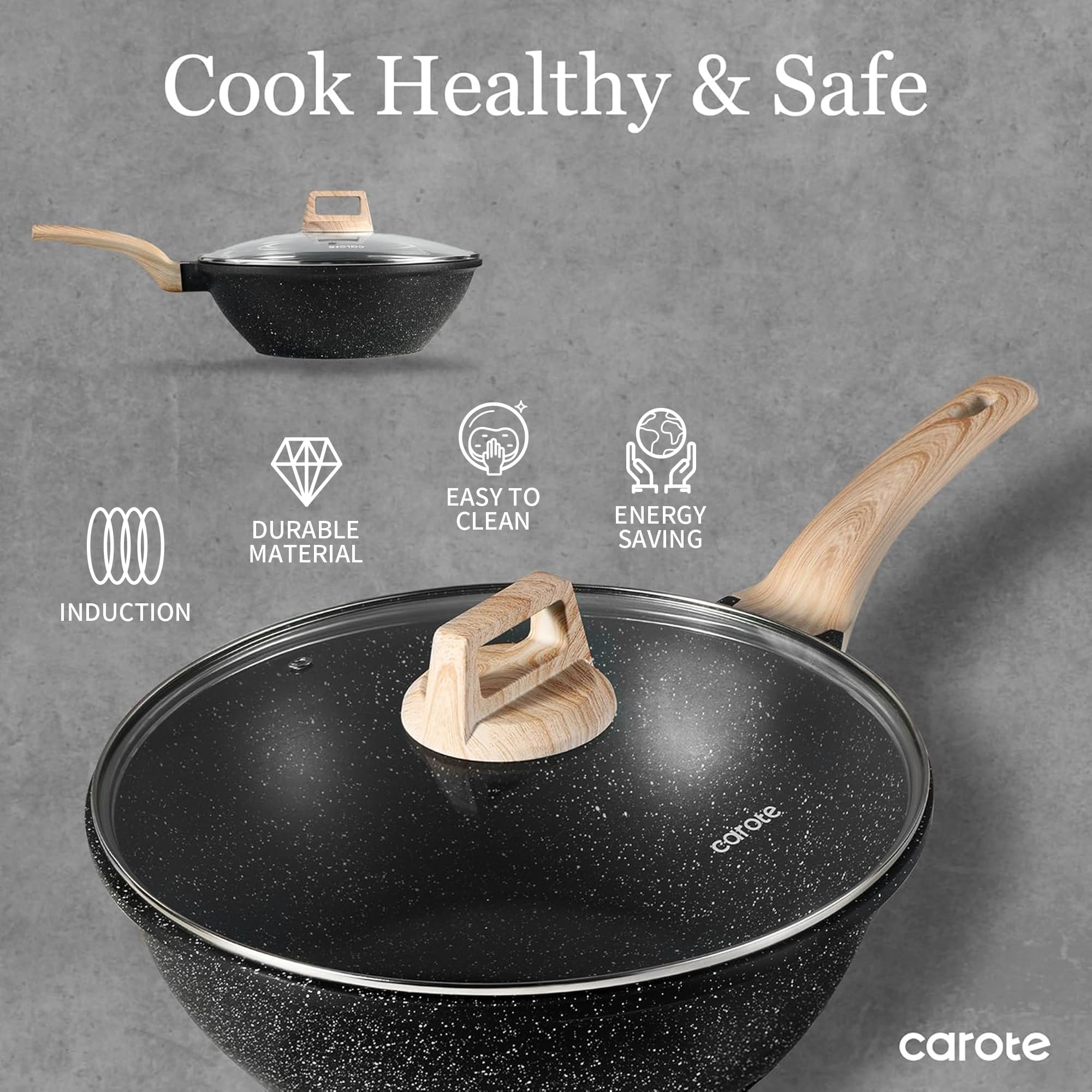 CAROTE heavy-duty die-cast aluminum resists warping and distortion.