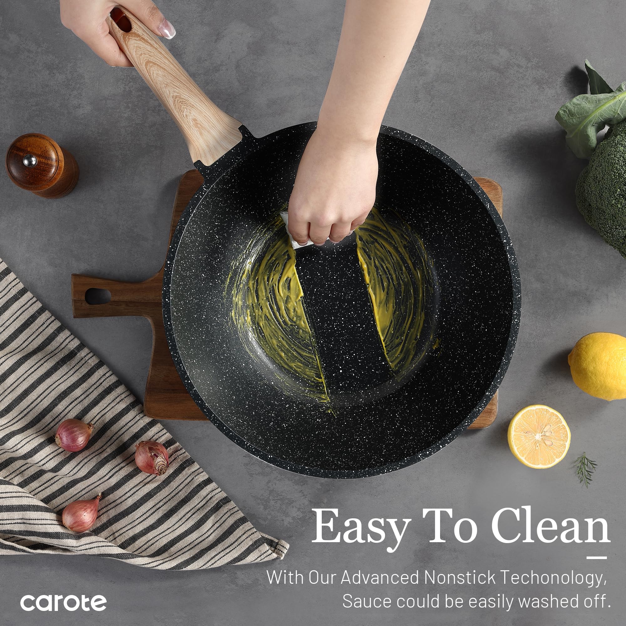 CAROTE 12-inch wok serves 3-5 portions for family meals.