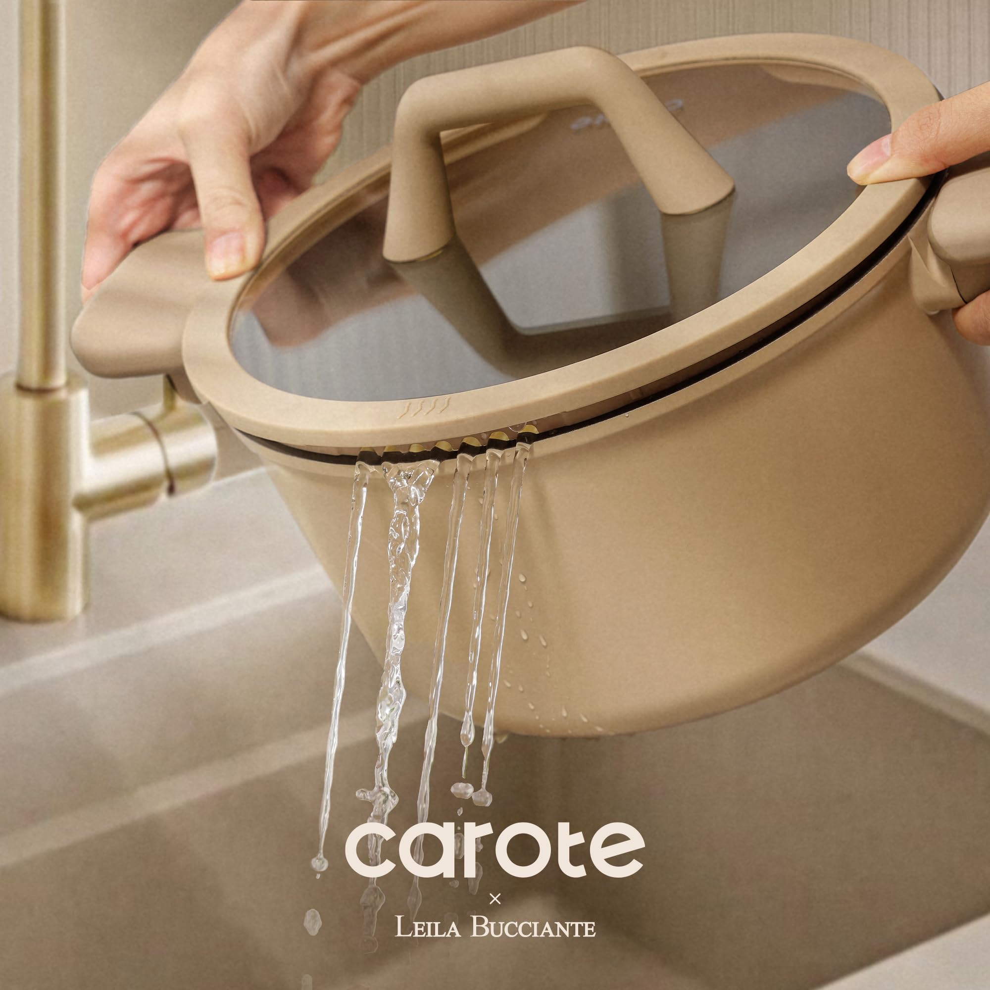 Close-up of CAROTE granite nonstick coating for easy release