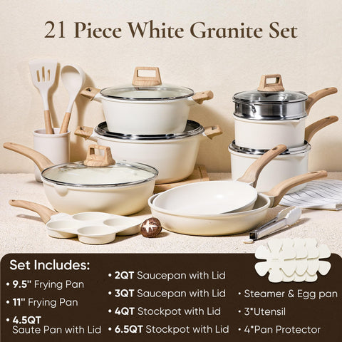 CAROTE granite nonstick coating closeup highlighting easy release and simple cleanup
