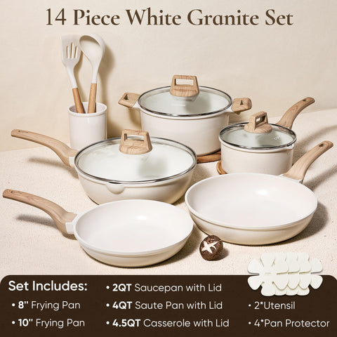 CAROTE granite nonstick coating for low-oil, clean-release cooking.