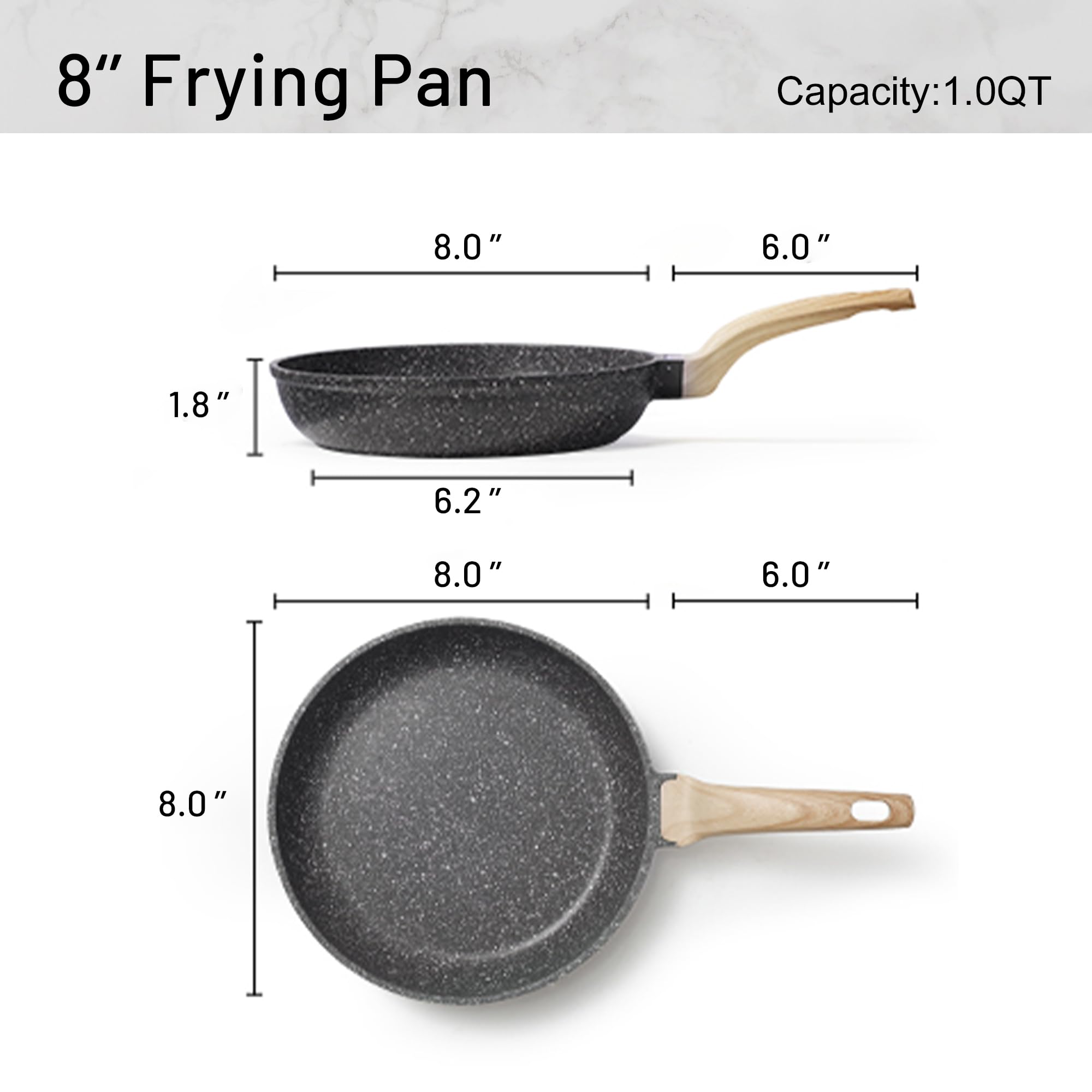 CAROTE granite nonstick egg pan top view showing smooth surface for omelets.