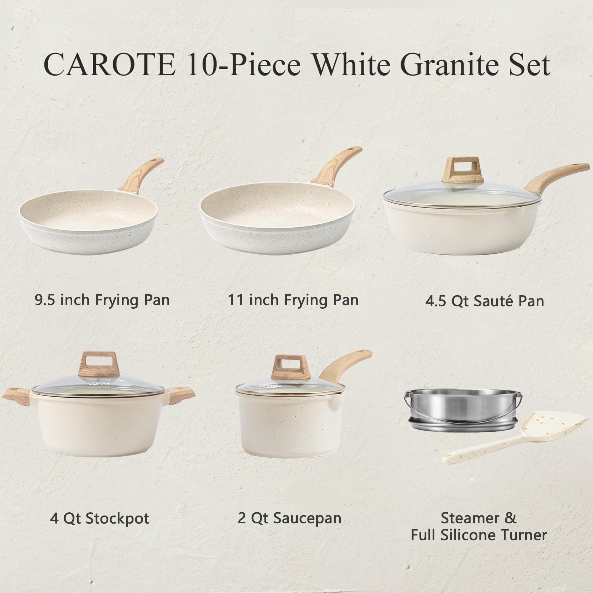 CAROTE granite nonstick surface closeup highlighting smooth release