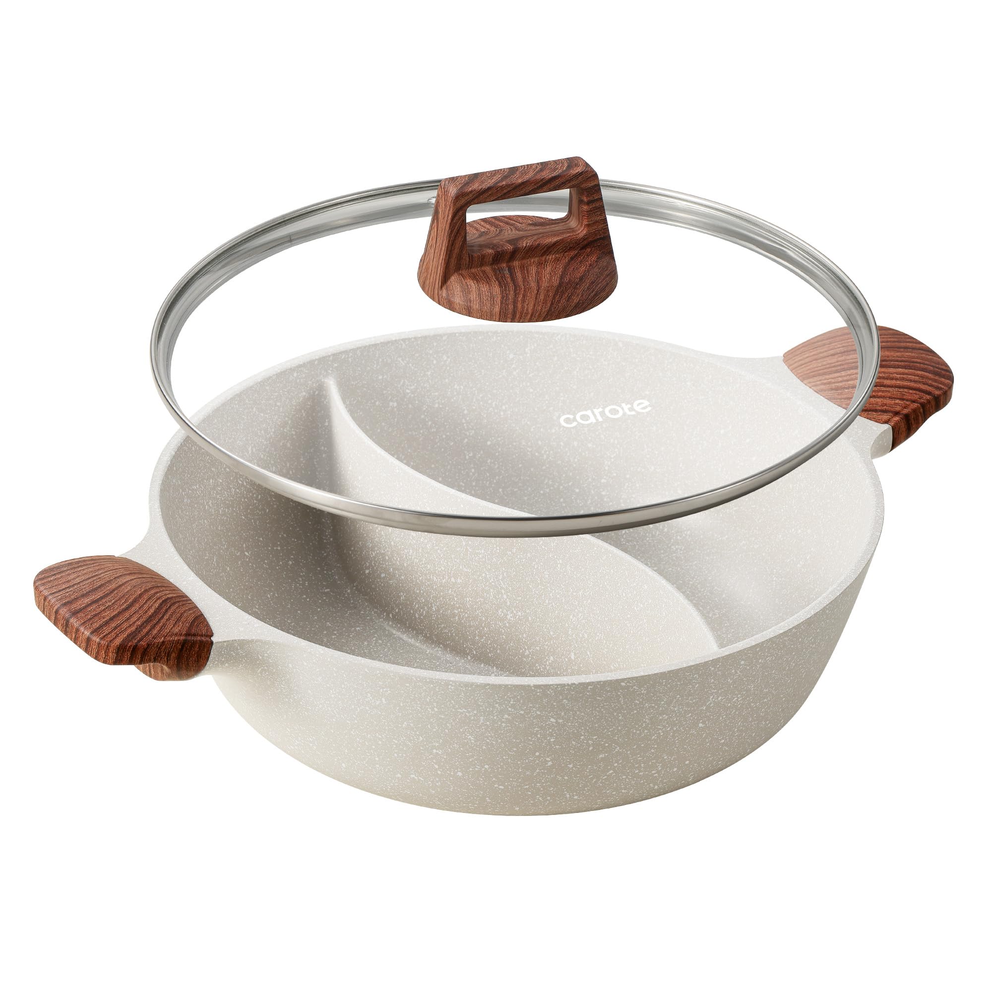 CAROTE hot pot with divider and glass lid for versatile family meals
