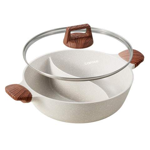 CAROTE hot pot with divider and glass lid for versatile family meals