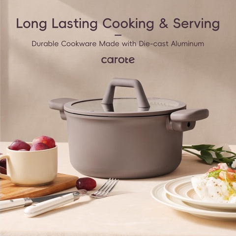 Lids, utensils, and four pot protectors included for a complete setup