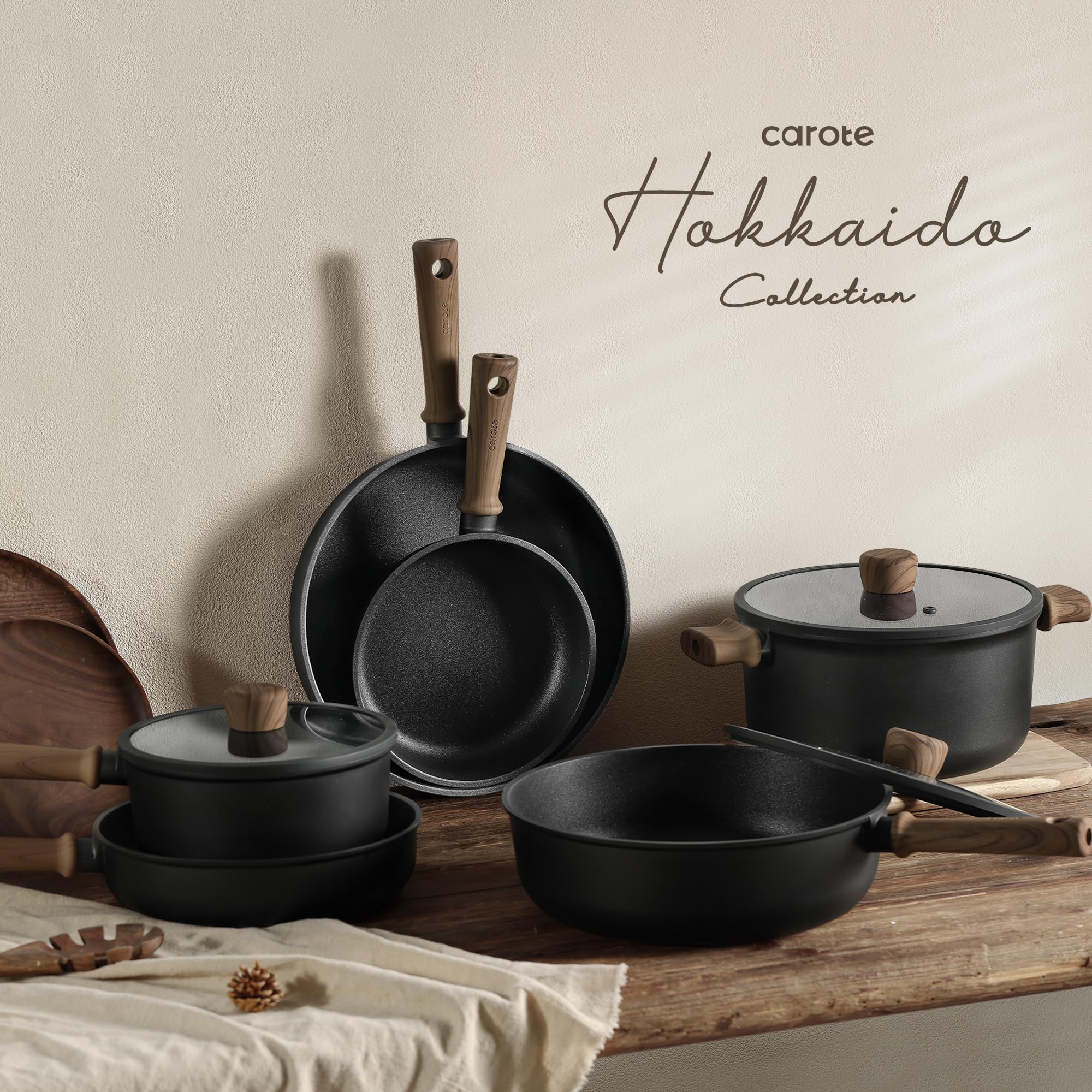 Includes spatula, ladle, and protectors for safe storage with CAROTE set