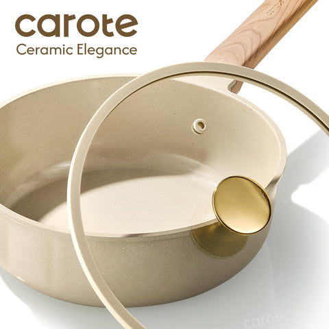 CAROTE included utensils and pan protectors enable mess-free prep