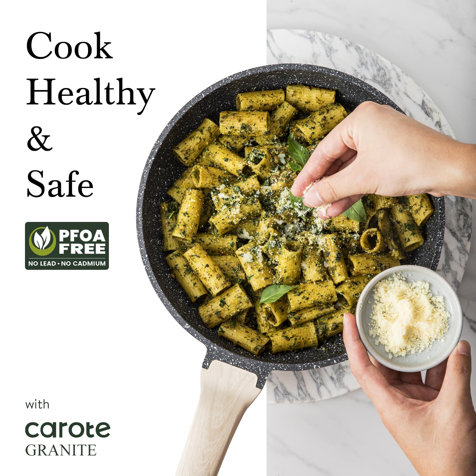 CAROTE induction-base delivers quick, even heating across the pan