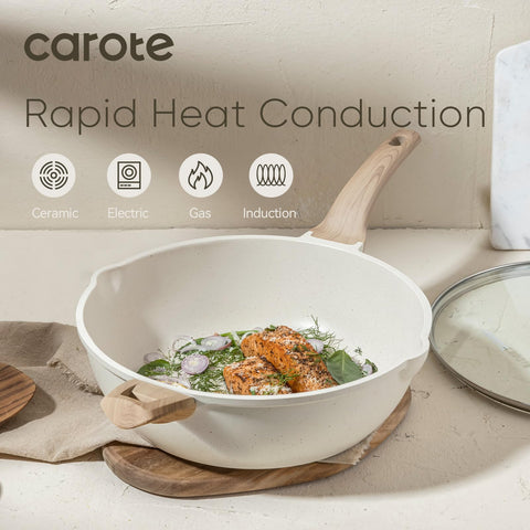 CAROTE induction compatible base provides quick, even heating on all stovetops
