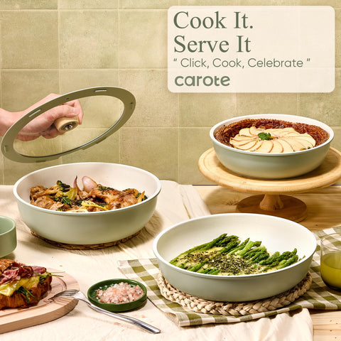 CAROTE induction-ready cookware for even heat distribution on compatible stoves.