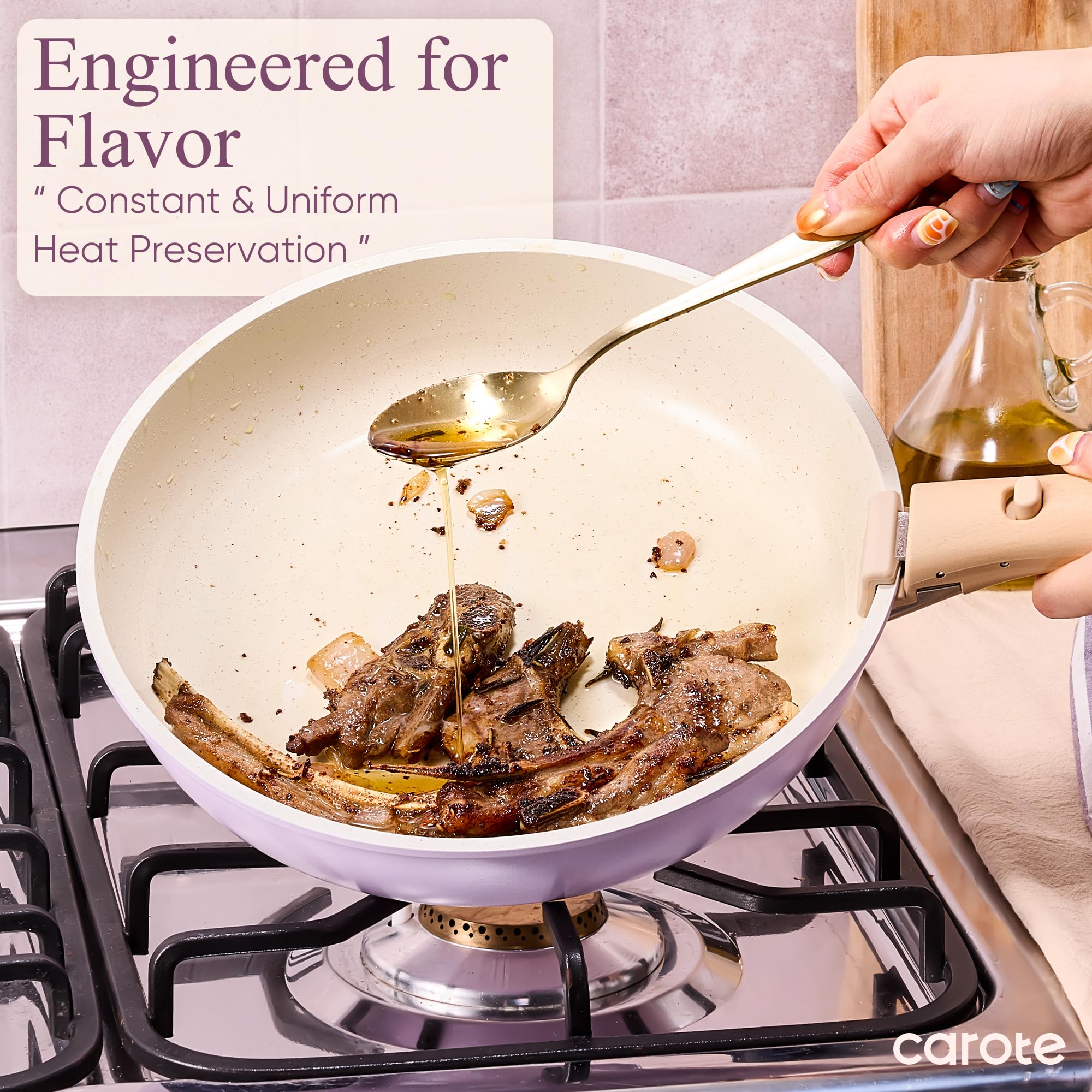 CAROTE induction-ready cookware works smoothly on modern stoves.