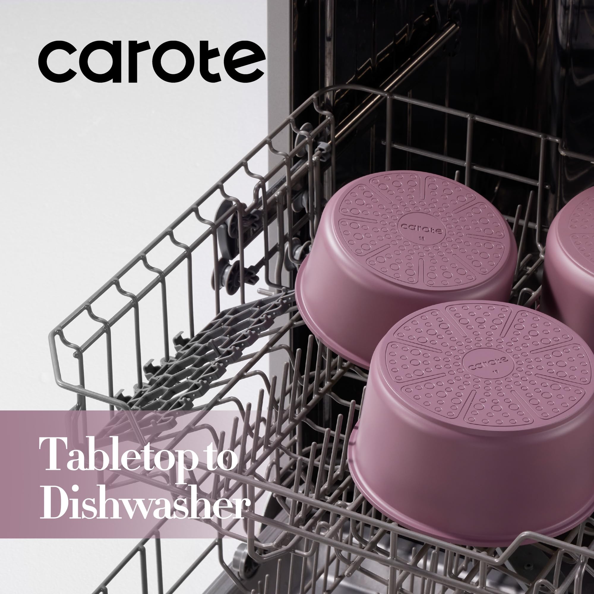 CAROTE induction-compatible cookware purple works with all stoves for versatile meals