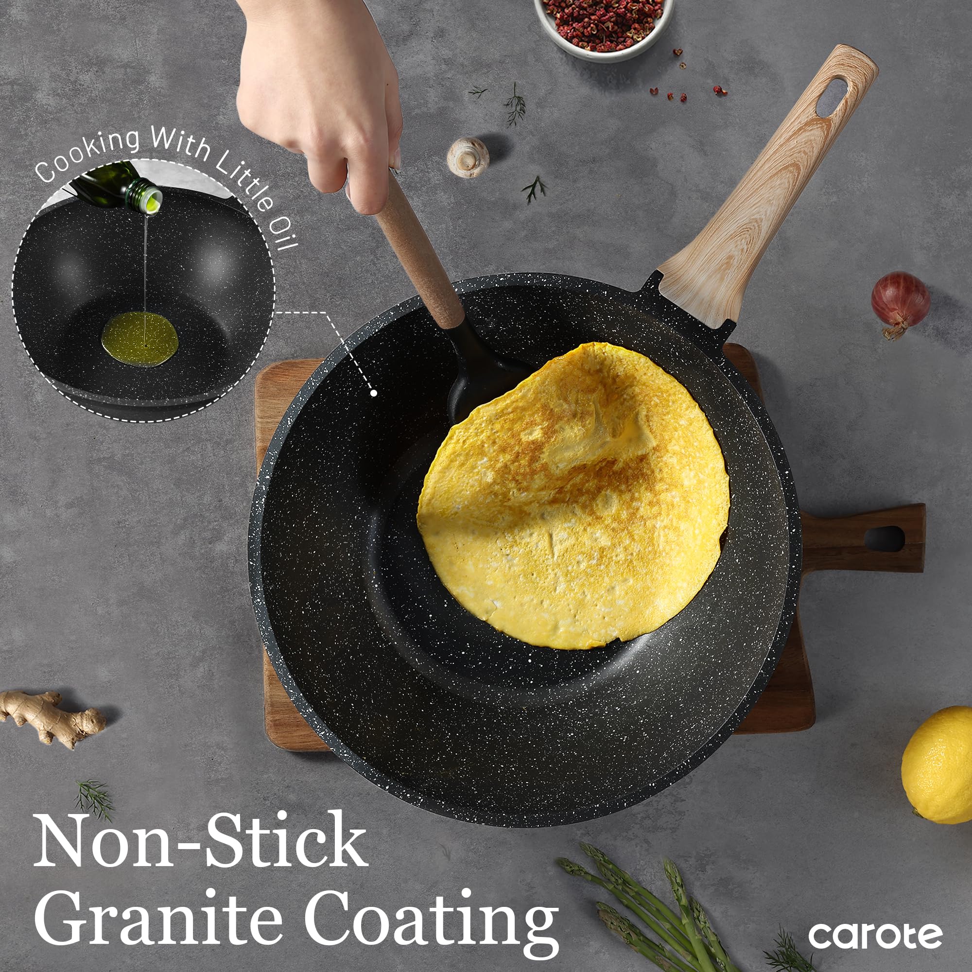 CAROTE induction-compatible base delivers even heat with no hotspots.