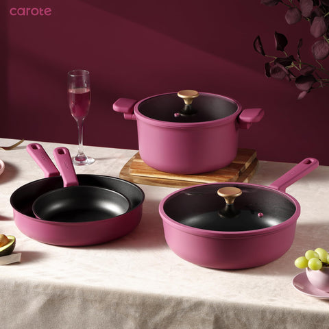 CAROTE induction-ready cookware with extended bottom for even heating