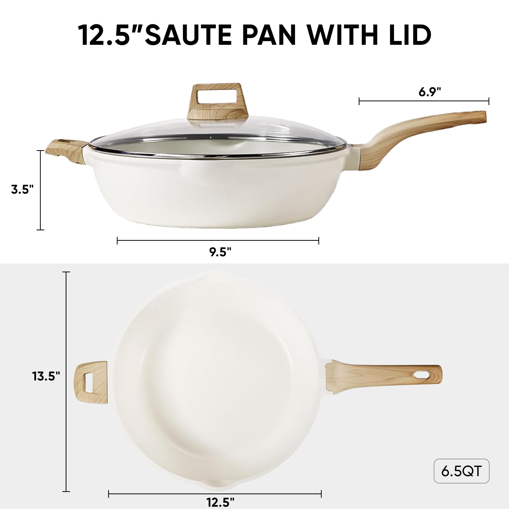 CAROTE jumbo 6.5 qt sauté pan with pour spout for family meals