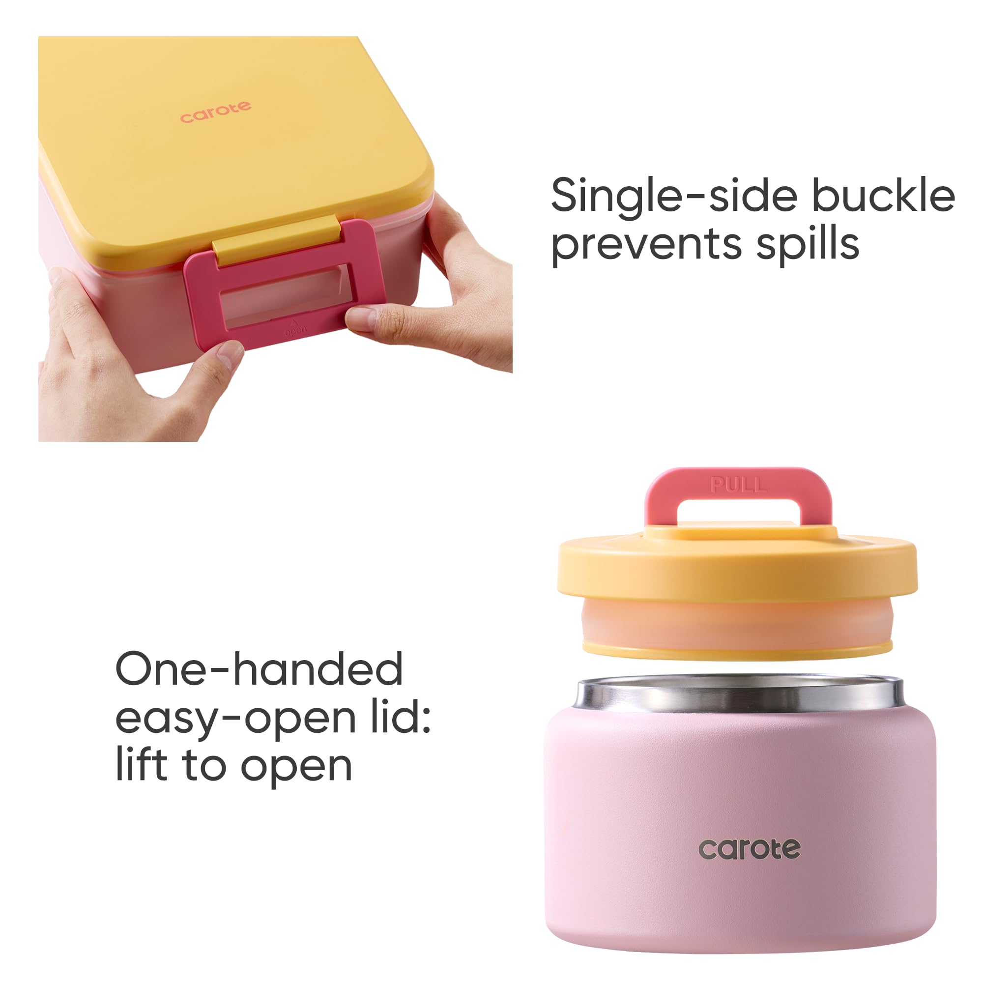 CAROTE Leak-proof seal prevents spills between compartments