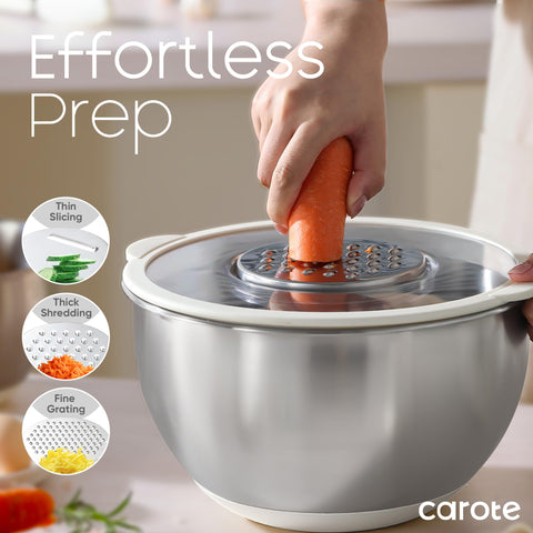 CAROTE bowls with non-slip silicone bottom provide stable counter use.