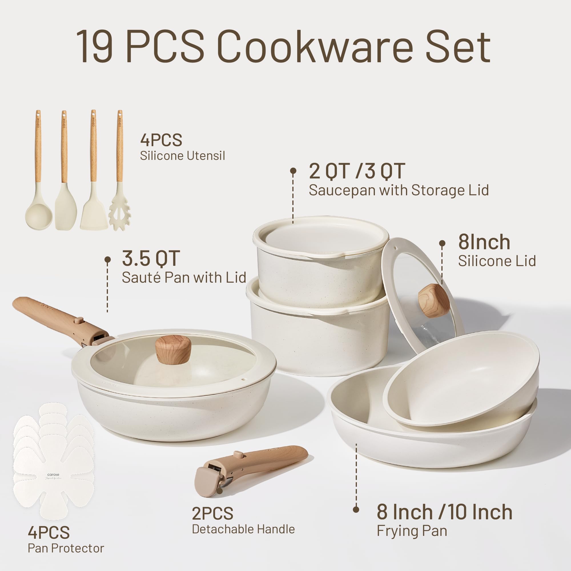 CAROTE nonstick coating enables easy cleanup and quick meal prep.