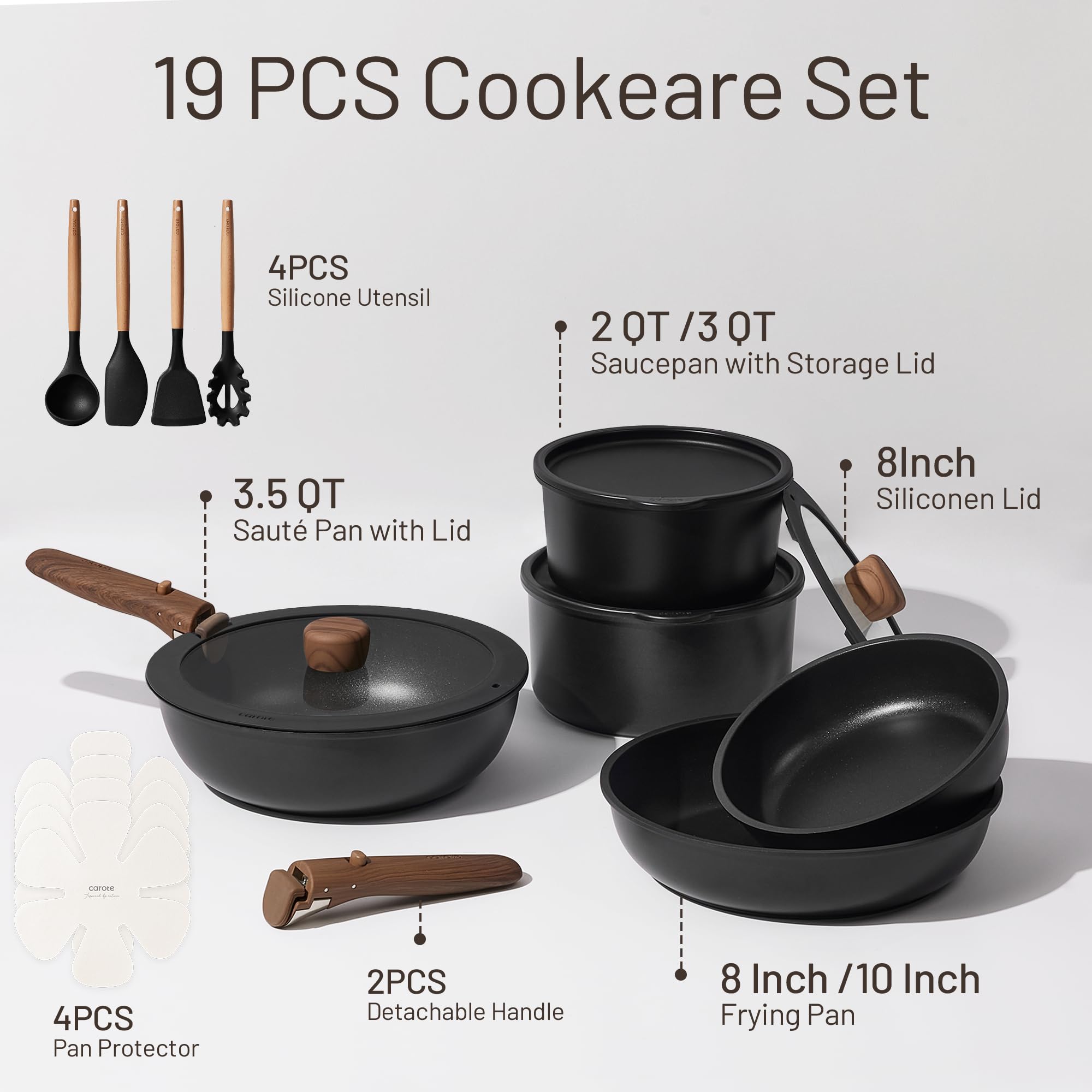 CAROTE nonstick coating enables easy cleanup after quick weeknight meals.