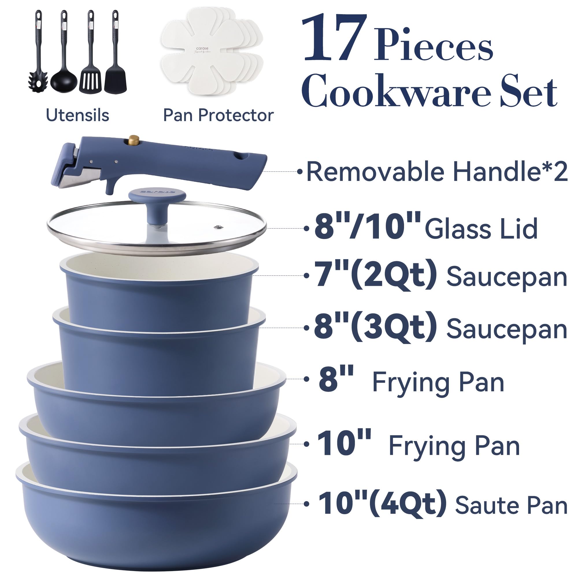 CAROTE nonstick coating interior allows minimal oil for healthier searing and easy cleanup.