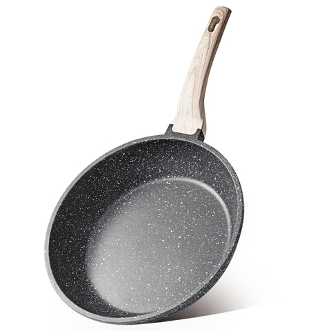 CAROTE 8-inch nonstick frying pan front view with granite coating for easy egg release.