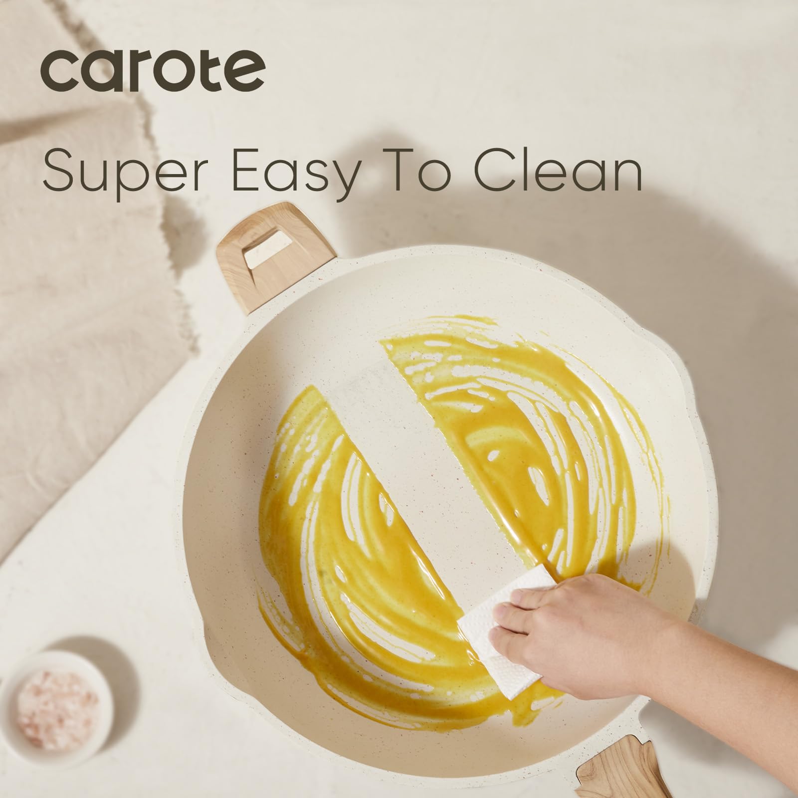 CAROTE nonstick granite surface supports healthier cooking with less oil