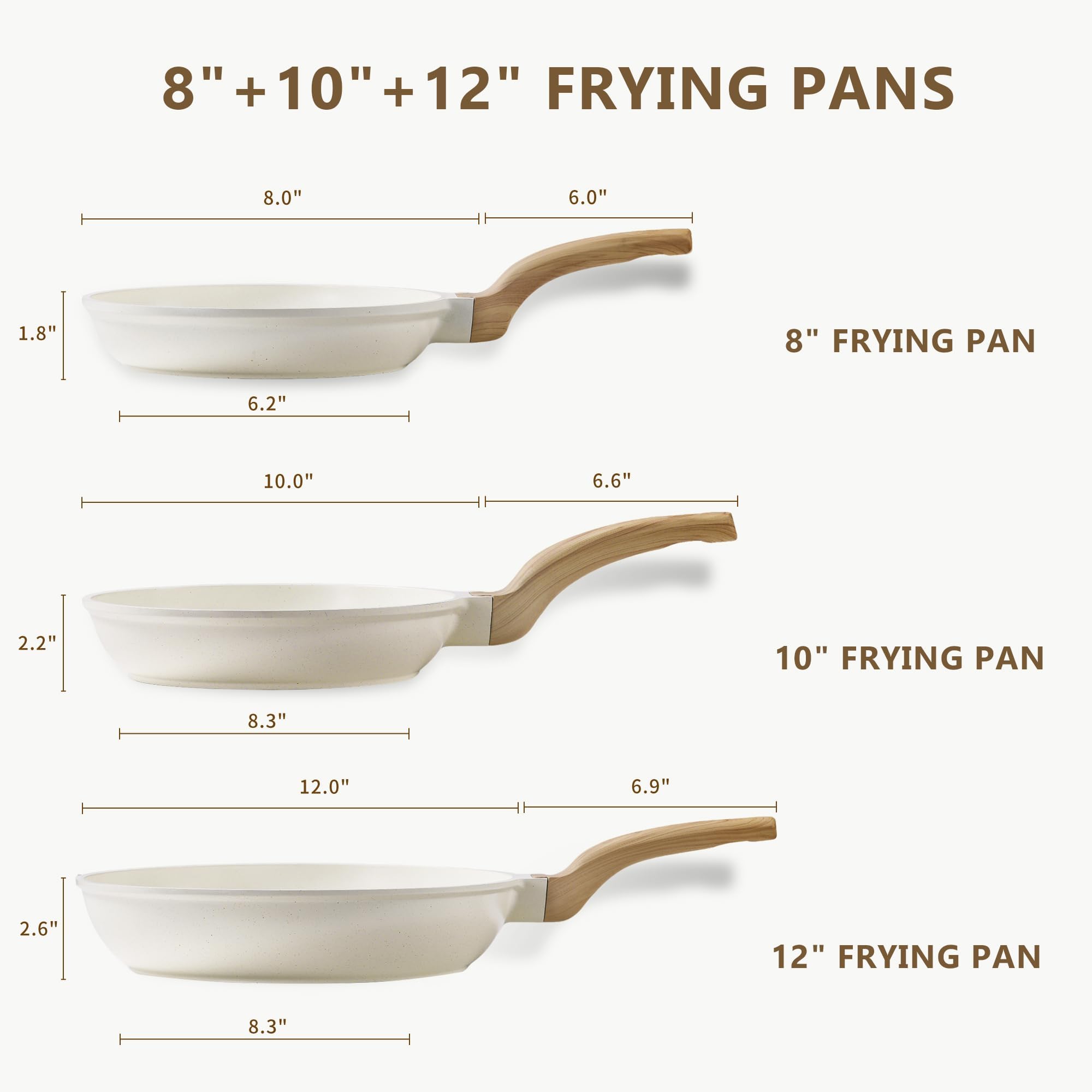 CAROTE nonstick pan 10in cream white ready for versatile sautéing with minimal oil