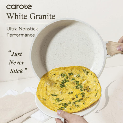 CAROTE nonstick pan 12in cream white ideal for eggs and searing with simple cleanup