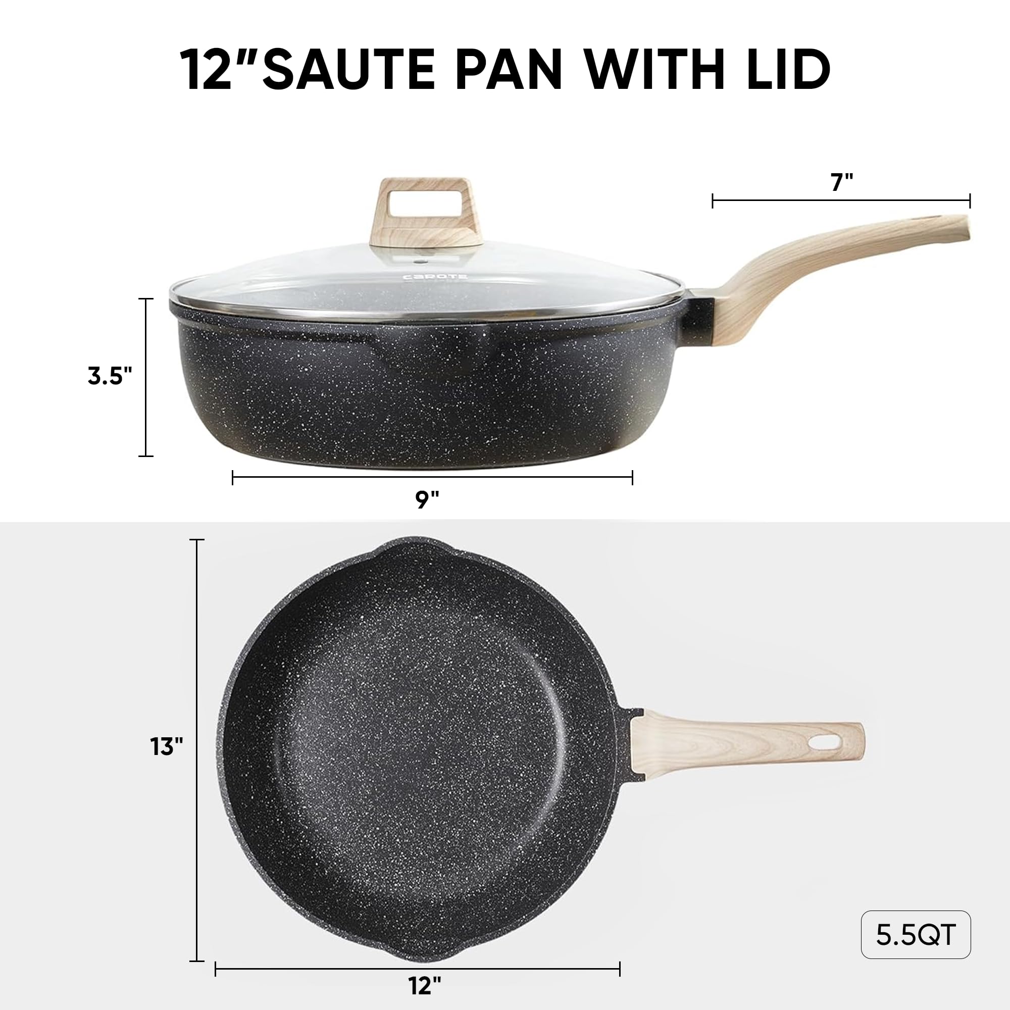 CAROTE nonstick pan granite surface aids healthier cooking with less oil