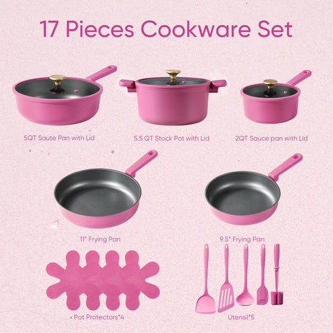 CAROTE nonstick pans 9-5 inch interior for effortless food release