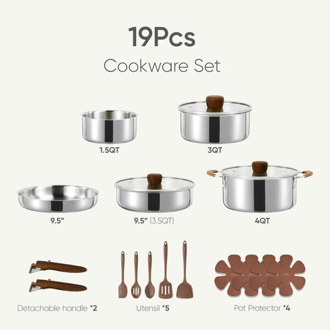 CAROTE oven-safe pots and pans ready for stovetop to oven use.