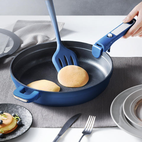 CAROTE oven-safe cookware transitions from stovetop to table for serving