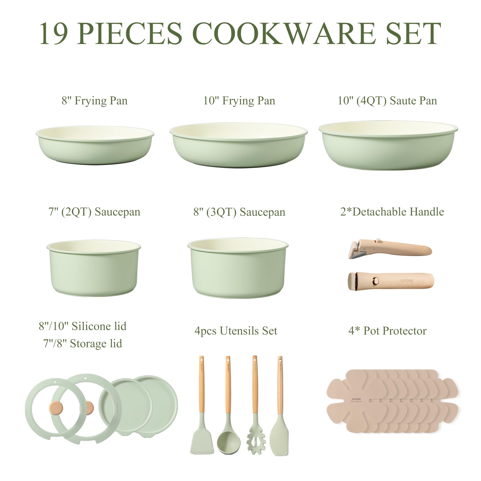 CAROTE nonstick surface eases cleanup and reduces residue.