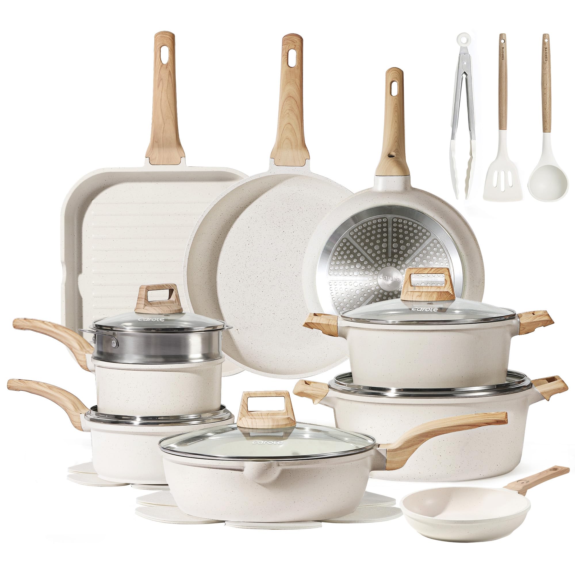 CAROTE pots and pans set induction-base for durable, versatile cooking.