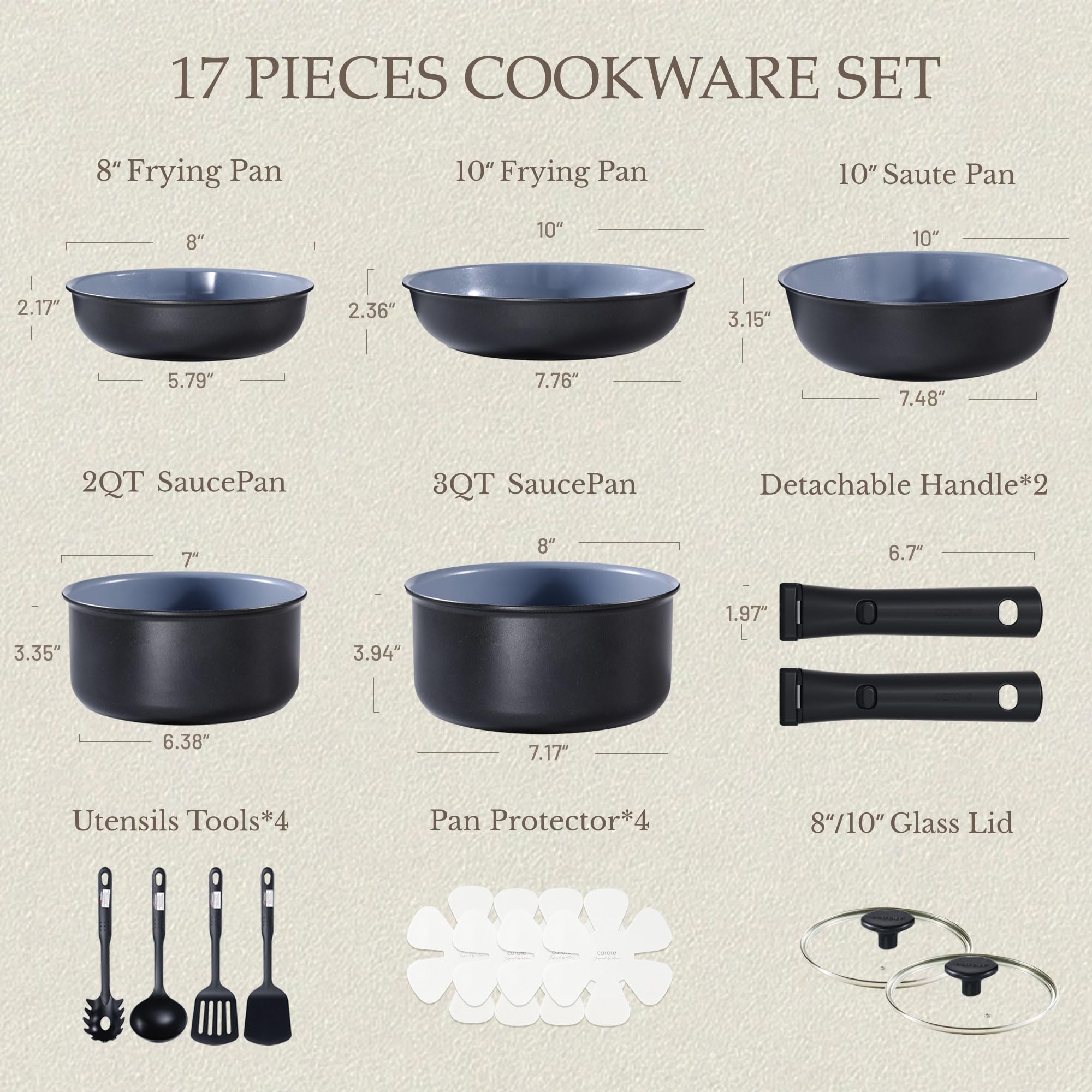 CAROTE removable handle cookware enables versatile stove-to-oven use