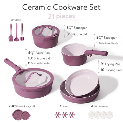 CAROTE removable-handle pots and pans enabling compact storage and flexible cooking