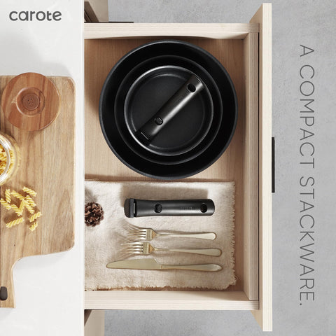 CAROTE RV cookware with removable handle for versatile cooking on the road