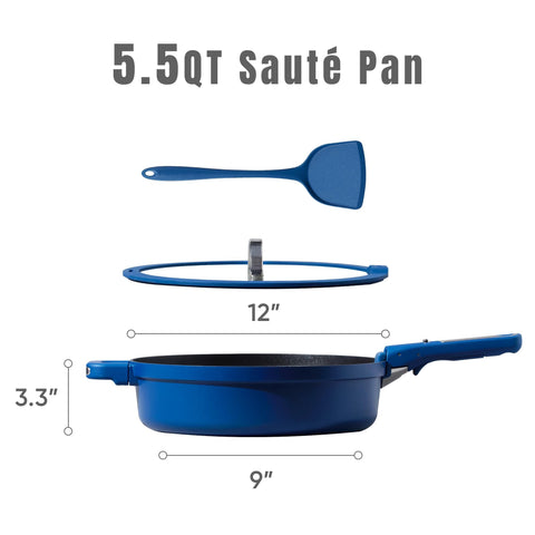 CAROTE sapphire blue nonstick pan enhances kitchen style and effortless maintenance