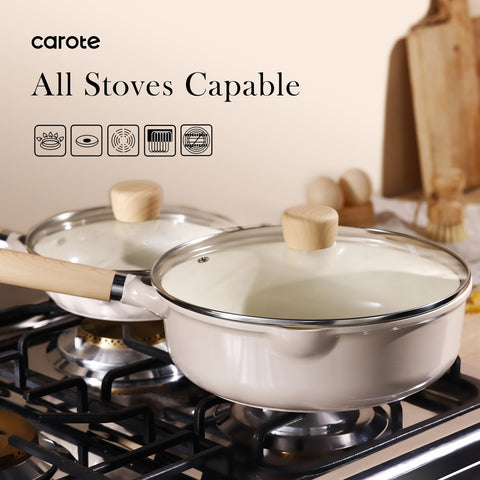 CAROTE saute pan with lid 4qt suitable for sautéing and gentle simmering.