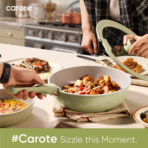CAROTE set ready for table service with detachable handles for serving.