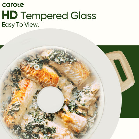 CAROTE steam vent lid prevents boil-overs during simmering.