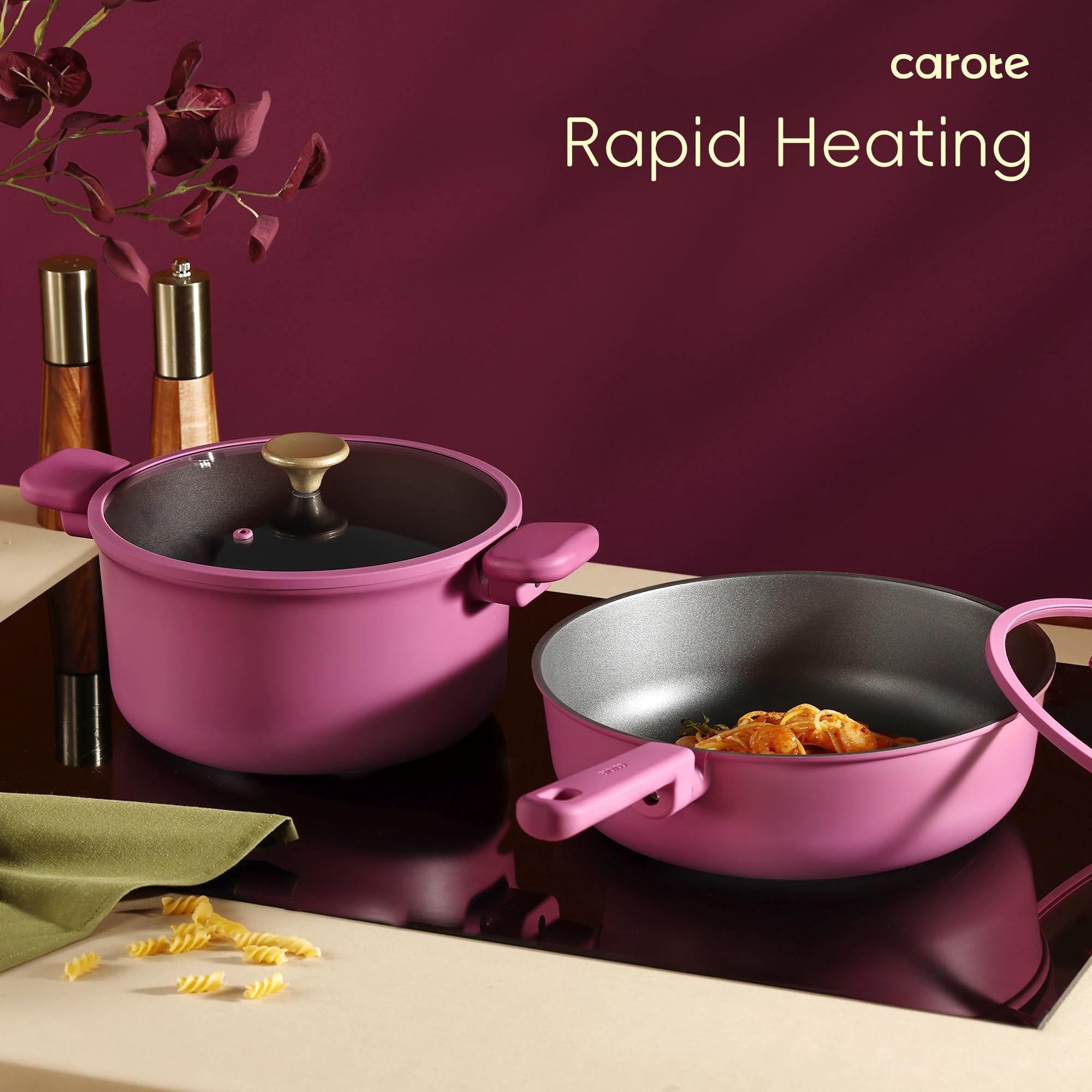 CAROTE silicone tools and pan protectors protect cookware surfaces